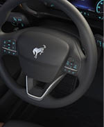 Preproduction Bronco Sport Outer Banks Ebony interior showing driver cockpit