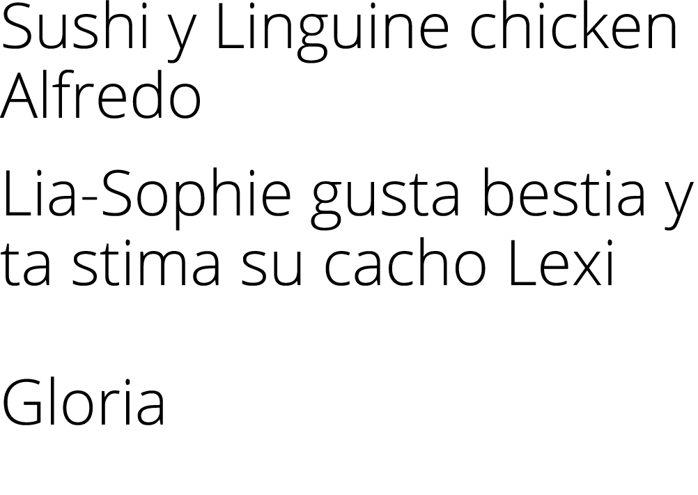 Sushi y Linguine chicken Alfredo Lia Sophie gusta bestia y ta stima su cacho Lexi Gloria