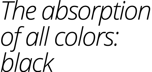 The absorption of all colors: black