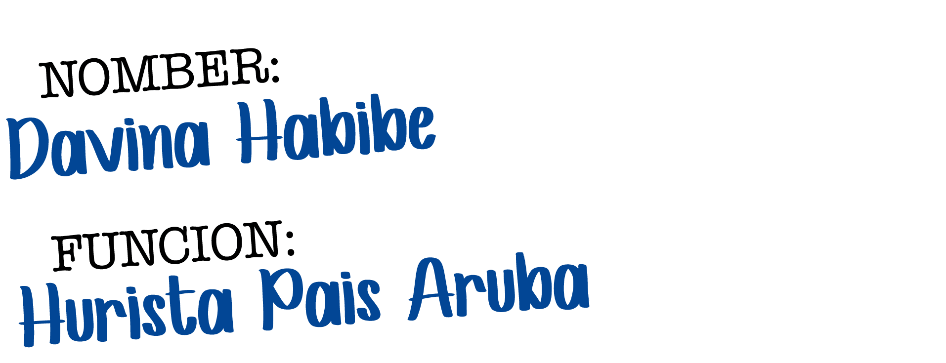  NOMBER: Davina Habibe FUNCION: Hurista Pais Aruba