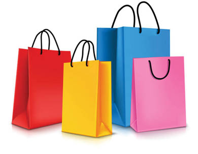 Set of Colorful Empty Shopping Bags Isolated in White Background  Vector Illustration