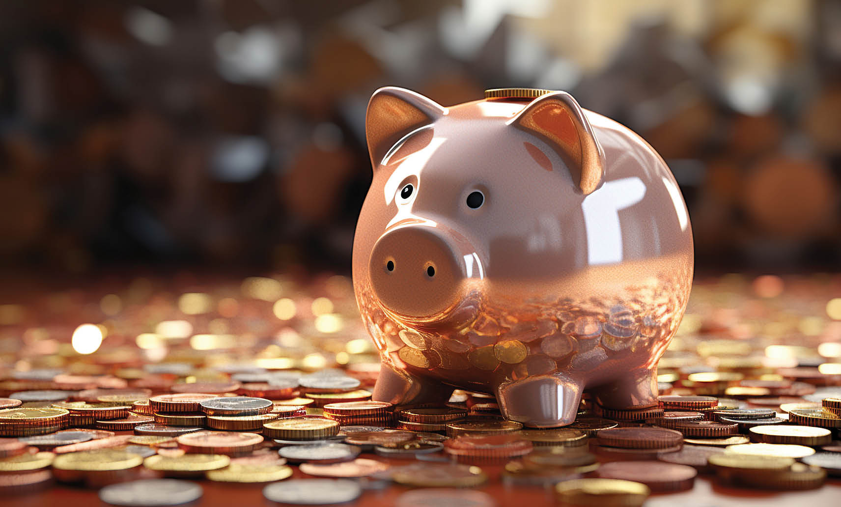 An overflowing piggy bank represents both savings and financial education 