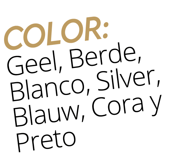 Color: Geel, Berde, Blanco, Silver, Blauw, Cora y Preto