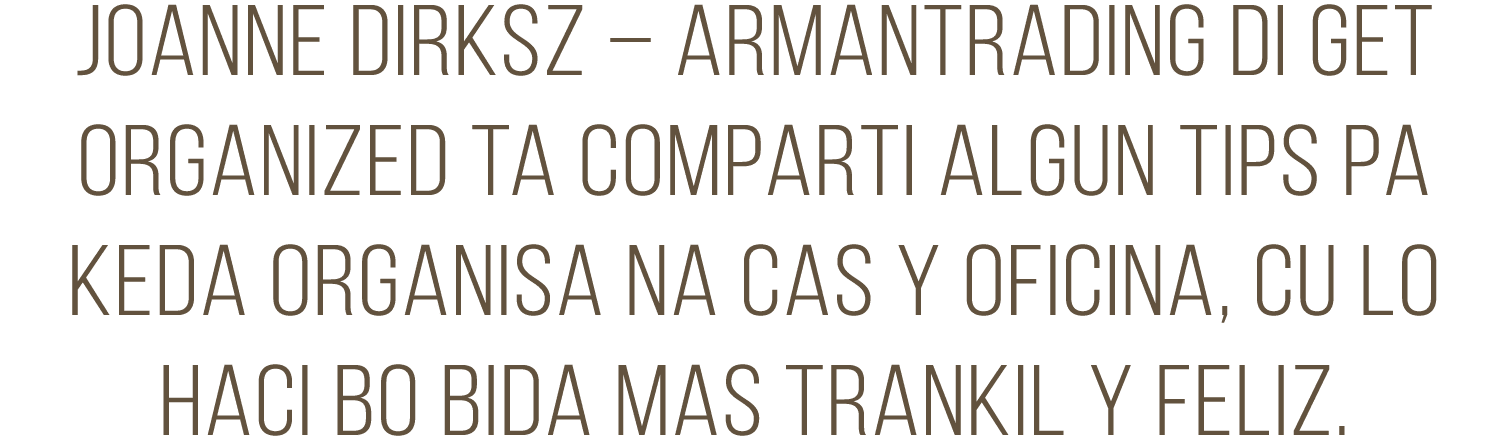 JOANNE DIRKSZ   ARMANTRADING DI GET ORGANIZED TA COMPARTI ALGUN TIPS PA KEDA ORGANISA NA CAS Y OFICINA, CU LO HACI BO   