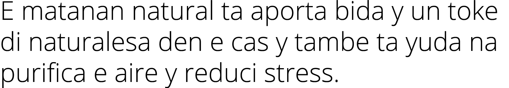 E matanan natural ta aporta bida y un toke di naturalesa den e cas y tambe ta yuda na purifica e aire y reduci stress  