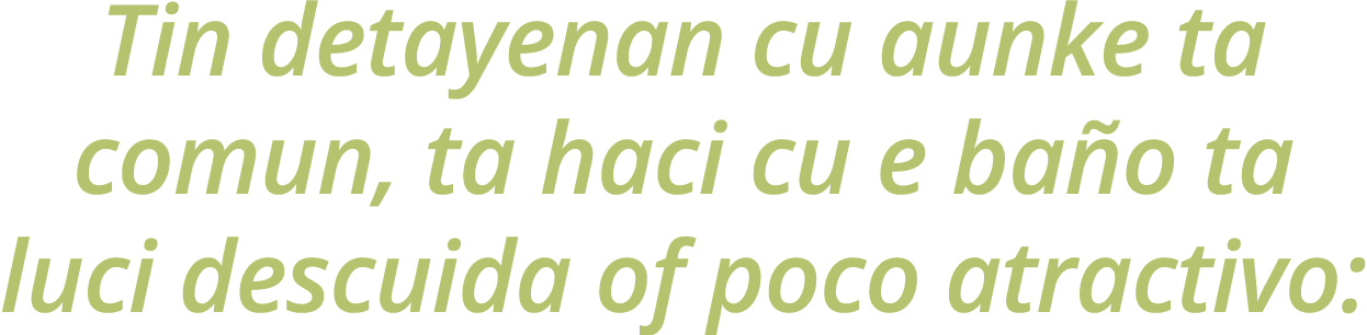 Tin detayenan cu aunke ta comun, ta haci cu e baño ta luci descuida of poco atractivo:
