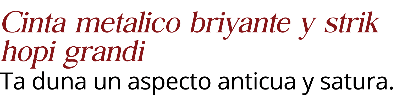 Cinta metalico briyante y strik hopi grandi Ta duna un aspecto anticua y satura 