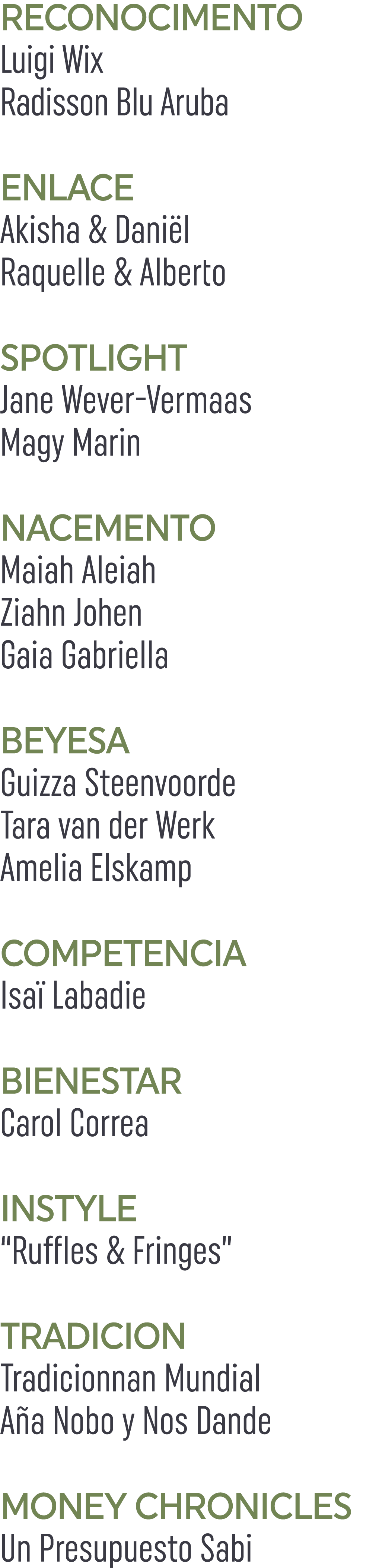 RECONOCIMENTO Luigi Wix Radisson Blu Aruba ENLACE Akisha & Daniël Raquelle & Alberto SPOTLIGHT Jane Wever-Vermaas Mag   