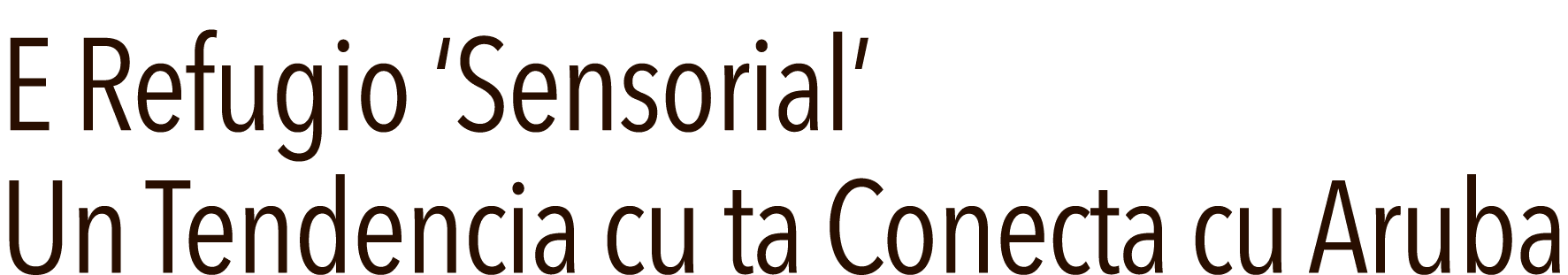 E Refugio  Sensorial  Un Tendencia cu ta Conecta cu Aruba