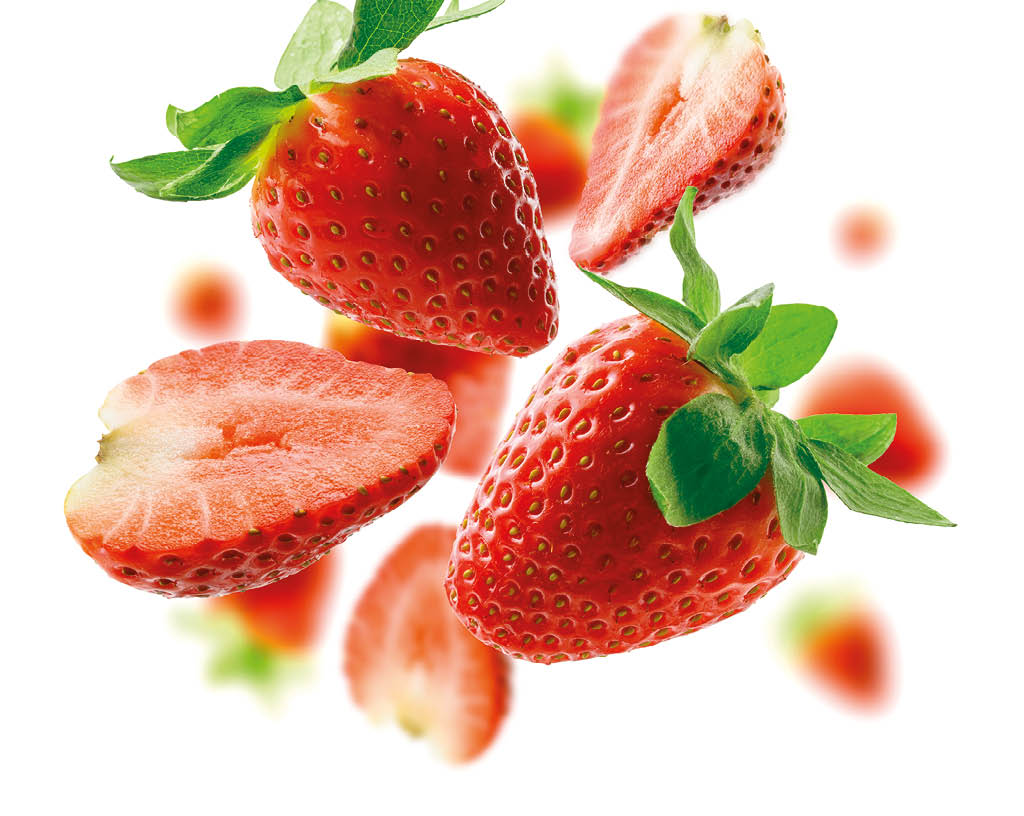 Strawberry berry levitating on a white background.