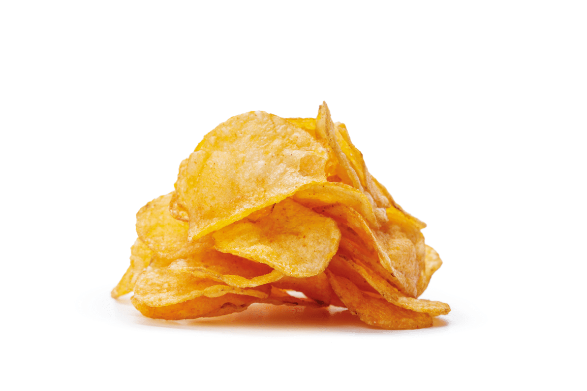 Potato chips isolated on white background