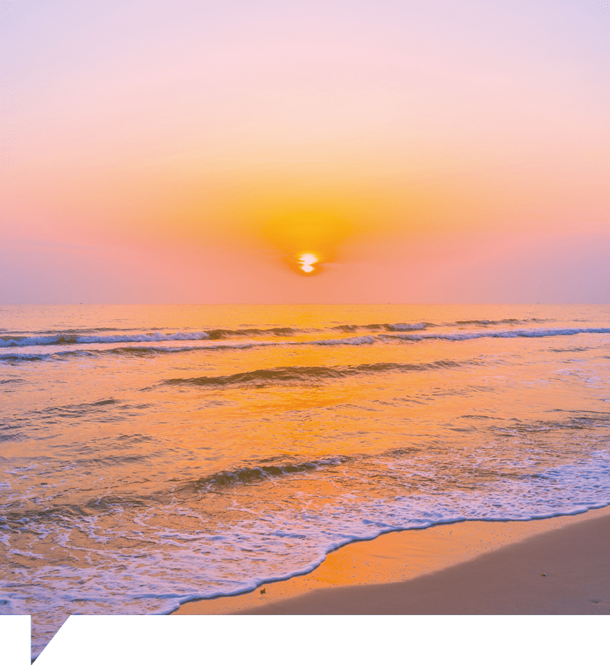 Beautiful landscape outdoor sea ocean and beach at sunrise or sunset time for leisure travel and vacation