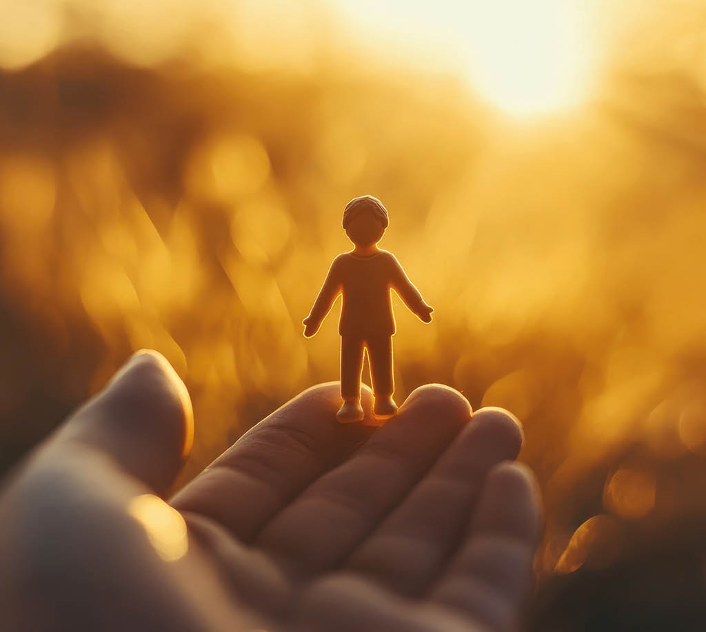 Image showing a person holding an inner child figure, representing the healing process in IFS therapy and emotional reconnection