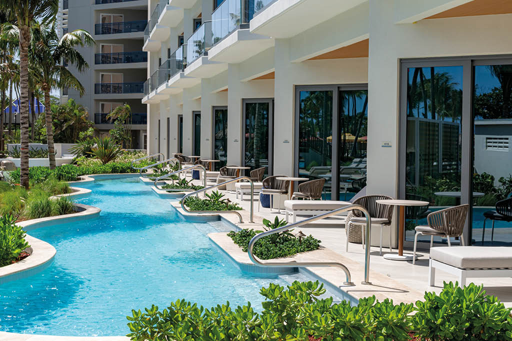 The Westerly Aruba by Hilton. Photo: Victor Elias Photography. Swim Up Pools and suite terraces
