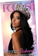 Persona con cabello rizado y chaqueta rosa aparece en la portada de una revista digital titulada Focus con el texto “Daniela Kura World Tour". Descripci n generada con IA