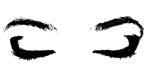 Cejas y p rpados cerrados con un estilo de maquillaje oscuro y definido. Descripci n generada con IA