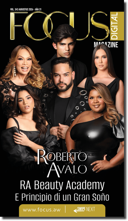 Portada de revista digital con una persona de cabello corto y oscuro vistiendo un saco rosa y posando con la mano cerca del rostro junto al texto promocional de un tour mundial. Descripci n generada con IA