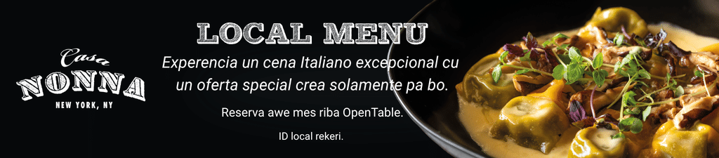 Men local de un restaurante italiano llamado Nonna con una invitaci n a reservar mesa y una imagen de un plato de pasta con salsa y hierbas.  Descripci n generada con IA