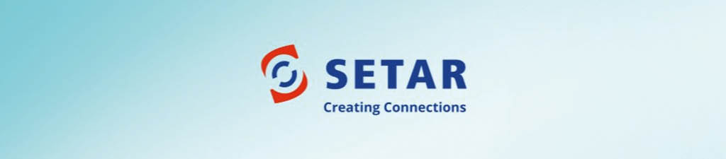 Logotipo de SETAR con el lema Crear Conexiones sobre un fondo degradado azul claro. Descripci n generada con IA