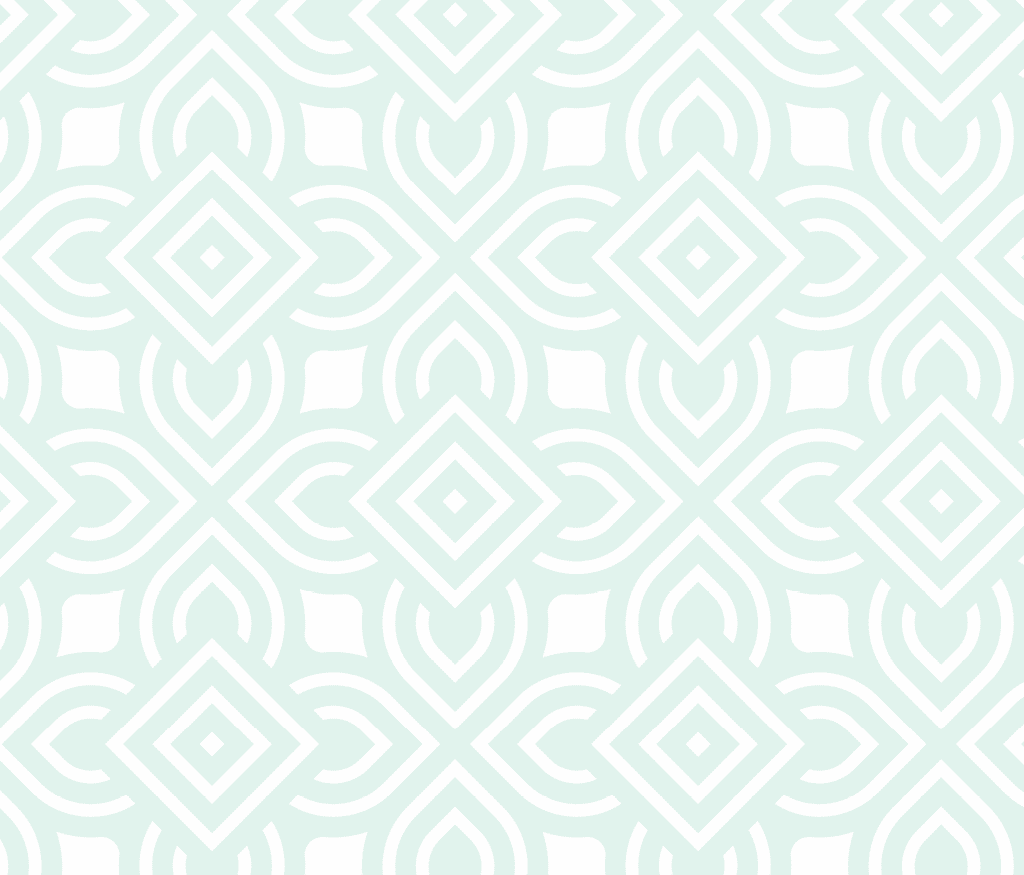 Patr n geom trico repetitivo en tonos verde menta y blanco con formas de diamantes y curvas entrelazadas. Descripci n generada con IA
