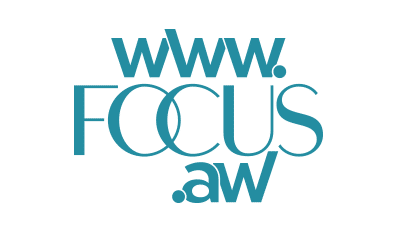 Logotipo con el texto “www.FOCUS.aw" en letras may sculas de color azul verdoso sobre fondo blanco. Descripci n generada con IA